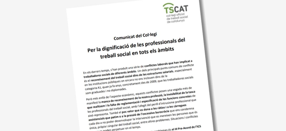 Comunicat del Col·legi