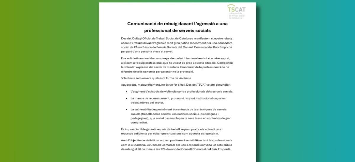 Comunicat rebuig violència