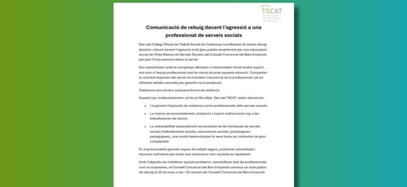 Comunicat rebuig violència