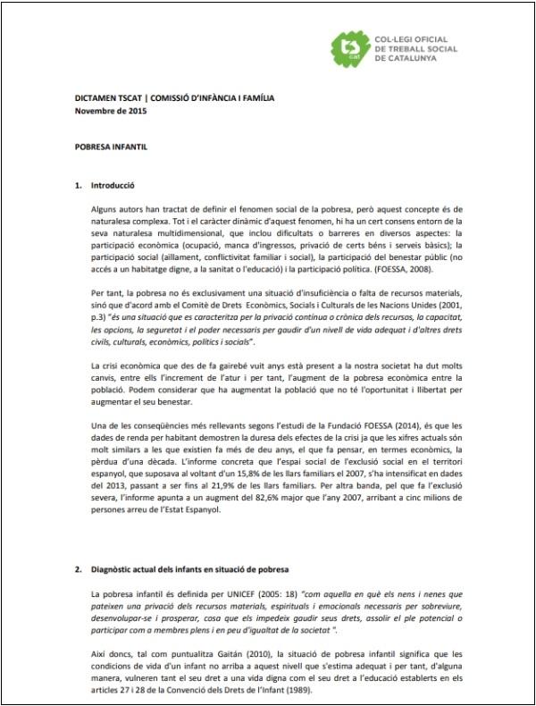 Dictamen "Les treballadores socials alerten que les prestacions d’urgència són insuficients i que es vulneren drets fonamentals dels infants"